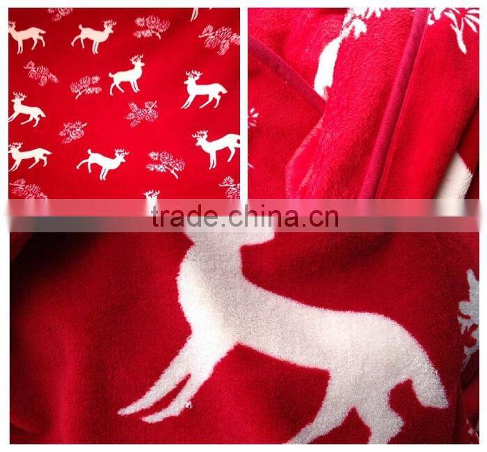 China manufacturer Christmas Reindeer printed flannel fleece thermal blanket