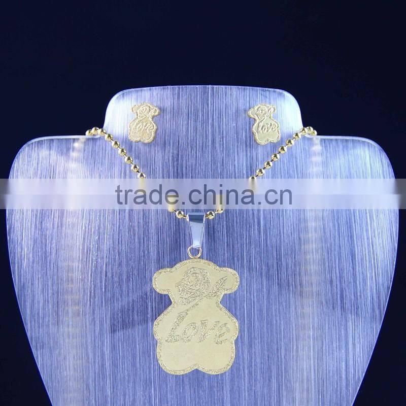 2016 hot sale bear stainless steel fashion jewelry set