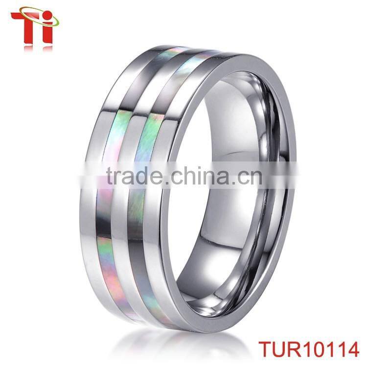 tungsten carbide ring inlay abalone engagement ring, fashionable abalone rings