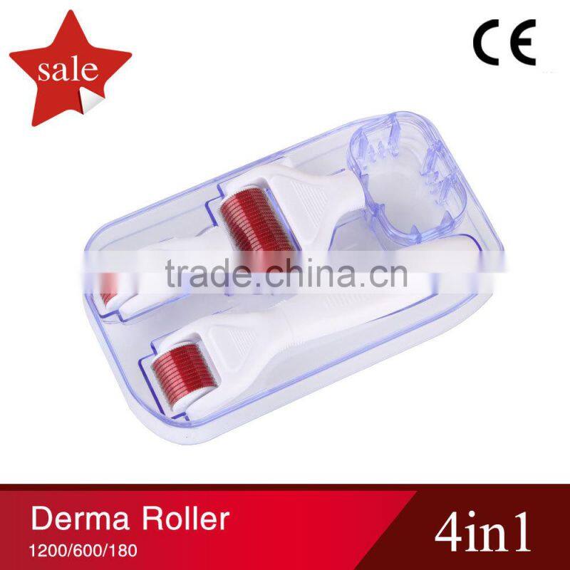 Newest 300/720/1200 pins microneedle roller 4 in 1 china derma roller with private label provide -L013C