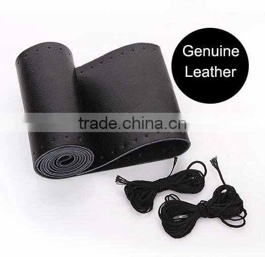 Car Truck Leather Steering Wheel Cover With Needles and Black Thread DIY