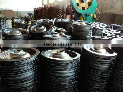 260x85mm Yellow PU Wheels Tyre Steel Rim Ball or Needle Bearing