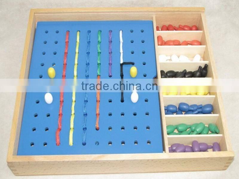 Kingdergarten wooden education toy Froebel Jun Gabe2 teaching AIDS early learning tool colorful beads