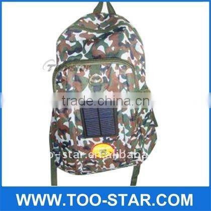 Fashional Leisure Military fatigues style 1000MAH high capability solar backpack traveling,sports,leisure business best chose