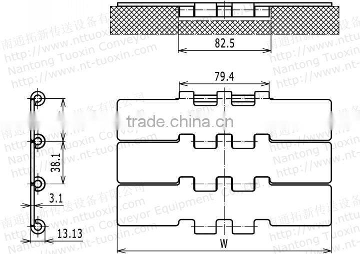 802-K750 Straight Run Double Hinge Steel TableTop Chain
