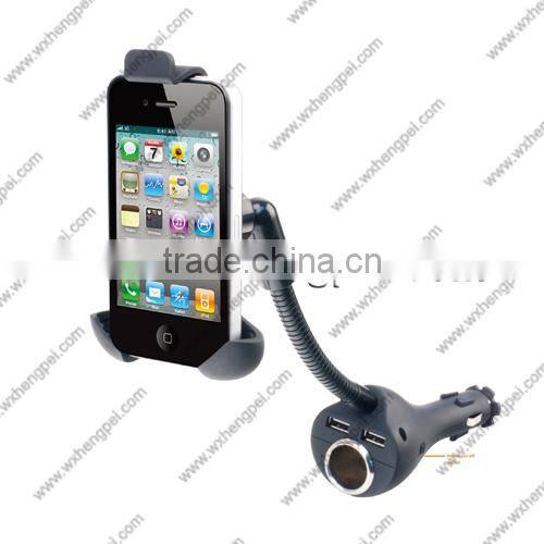 Dual USB Goose Neck Universal Car Holder with Charger for Smartphone