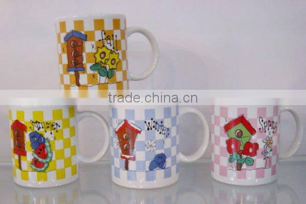 Set of 3 porcelain tea cup set with decal printing