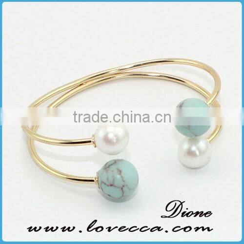 New arrival cheap jewelry alloy synthetic turquoise stone bracelet
