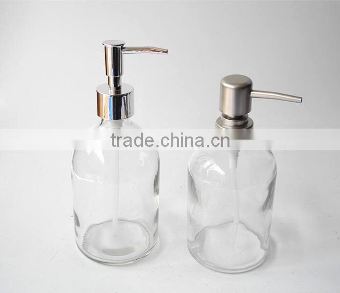 cheap smooth practical glass liquid foam soap preserve bottle with metal cap