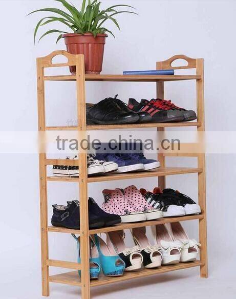 Simple wooden bamboo shoe rack