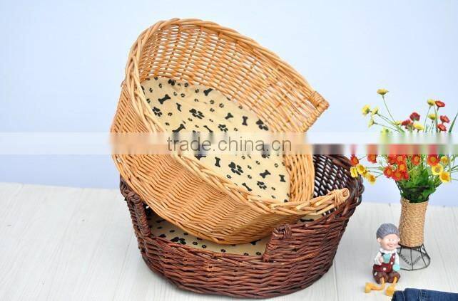 Wholesale custom cheap comfortable fabric sponge cushion rattan handmade cat dog basket