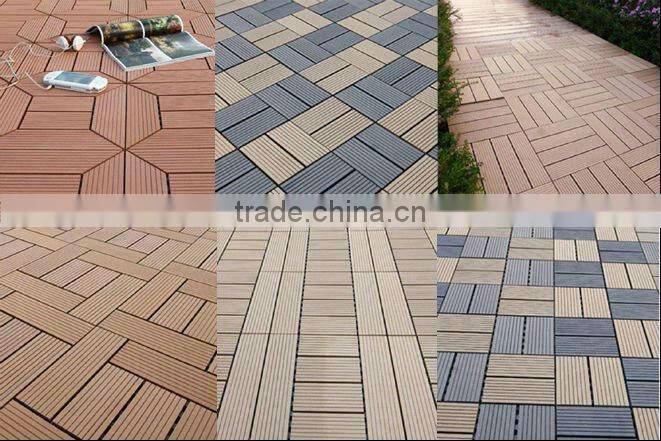 WPC DIY flooring tile slip resistance, easy to install DIY interlocking floor tiles, decking floor low price WPC tile