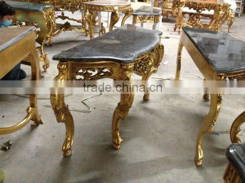 Baroque Style Furniture Console Table With Marble Top For Living Room Decoration