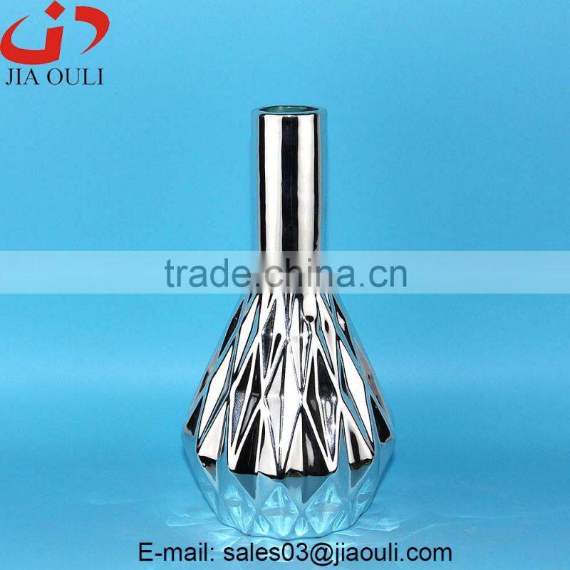 Quality plating silver ceramic flower vases for home decor