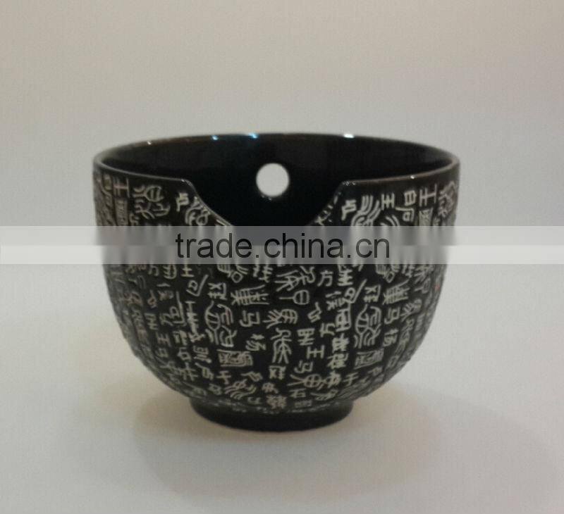 5.2inch Ceramic Japanese black your logo soup noodle bowl