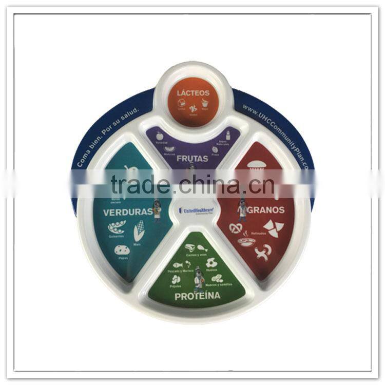 EU certificated nutrition portion balance control melamine plastic meal measure plates