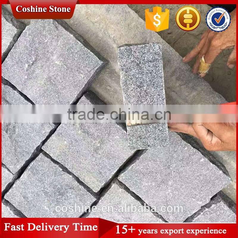 Six natural surface finished padang dark grey g654 granite cubestone