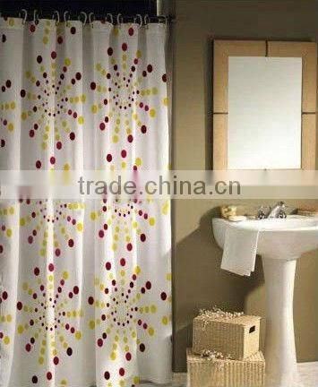 Print PEVA shower curtain and bath accessory