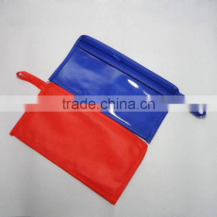 Hot selling cheap non woven clear PVC office pencil bag with zipper