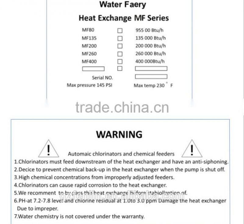 stainless steel swimming pool shell tube heat exchanger