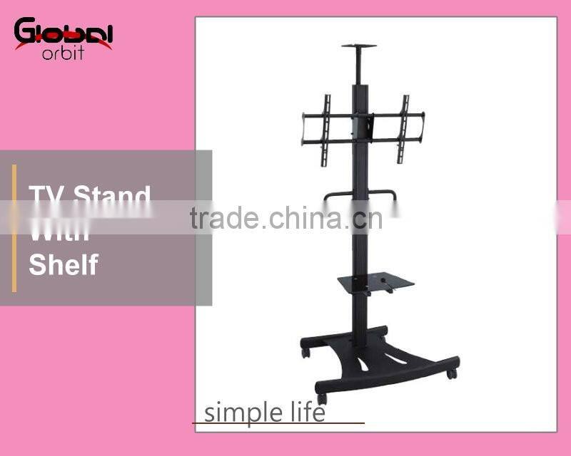 Rotate LCD TV screen holder floor stand cart with adjustable projector rack