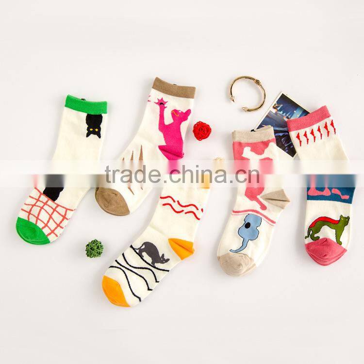Lovely Cat Pattern Young Girls Socks Various Kinds Of Winter Socks Factory