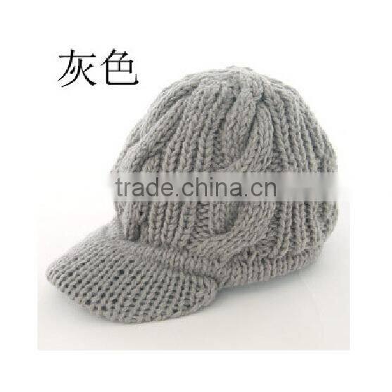 2015 Autumn curved bill snapback hats with knitting ,knitted cap for girl colorful