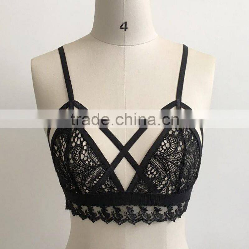 Sexy Lace net bra panty Soft Bra Push Up Deep V Straps Polka Dots Bralette beautiful bra sexy bra design latest fashion sexy bra