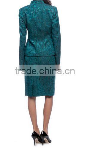 3-botton Notch Collar Melange Skirt Suit