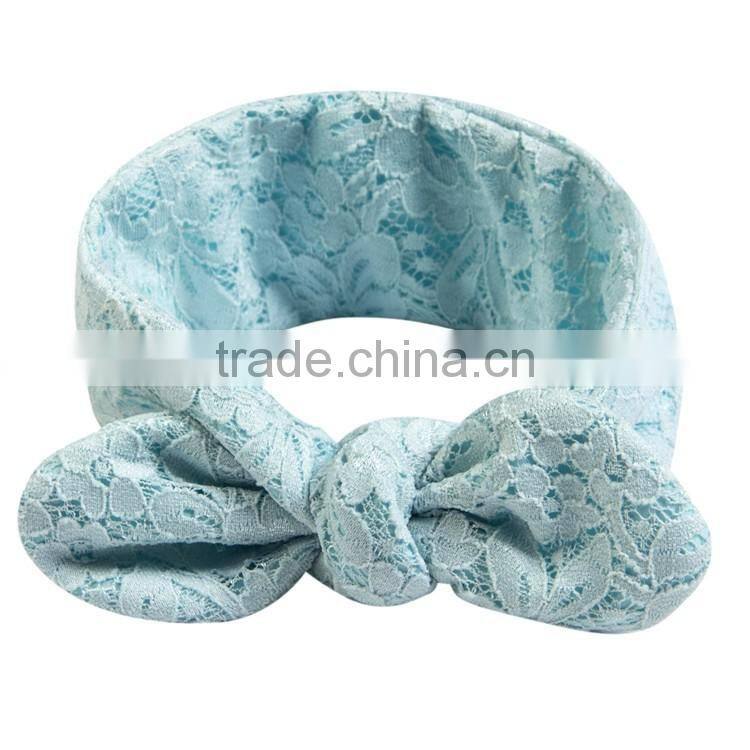 Turban lace baby headband braided knot lace elastic headbands from China manufactory