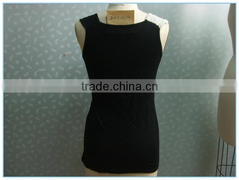 Hot Sale Knitted Fashion Beading Ladies Red Tank Top