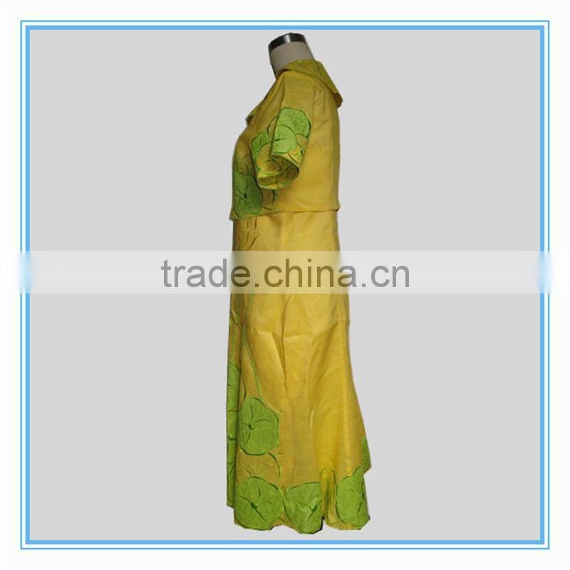 Hot sale lotus leaf embroidery sexy dress collar neck designs for ladies suit