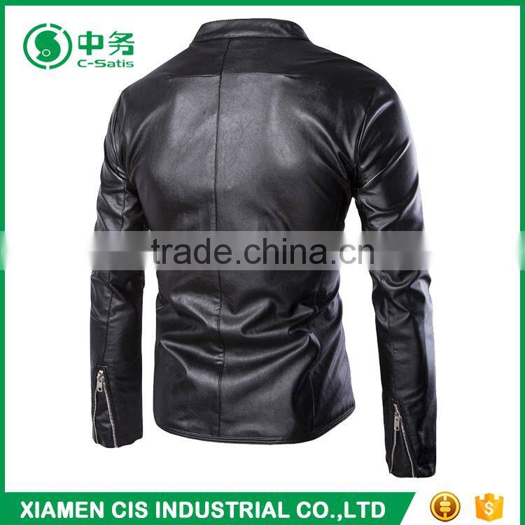 New Look Windproof Slim Fit Pure Color Turkey Mens PU Leather Jacket