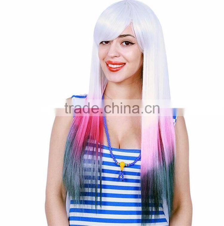 Women Cosplay Colorful Long Hair Wigs Lace Front Wig For Party Funny Female Wigs For Halloween