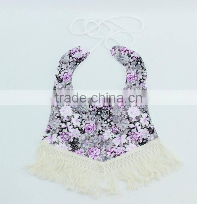 Wholesale Floral Print Cotton Baby Bavoir Bibs Baby Girl Cotton Burp Cloths