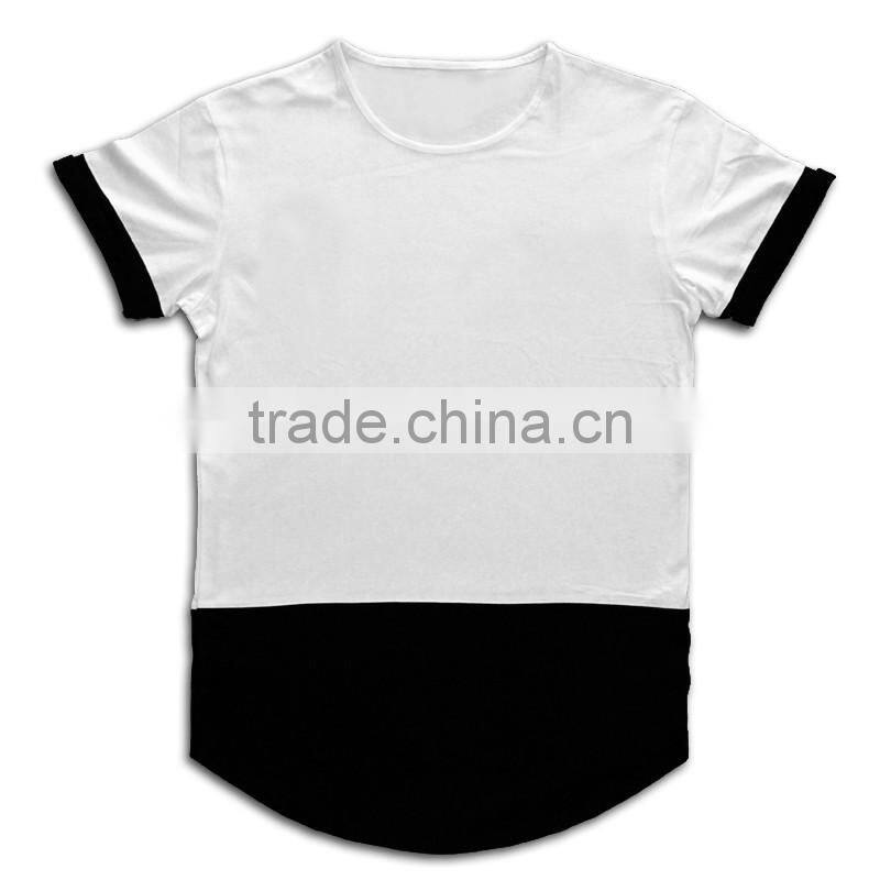 Top Quality Patchwork Tshirt T-shirt Men Longline T Shirt Man Clothes Curved Hem Latest Shirt Designs Men