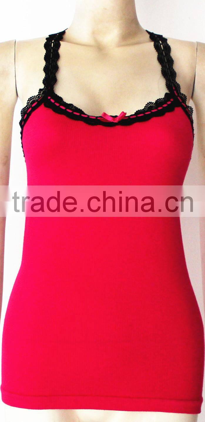 seamless women lace racer back tank top