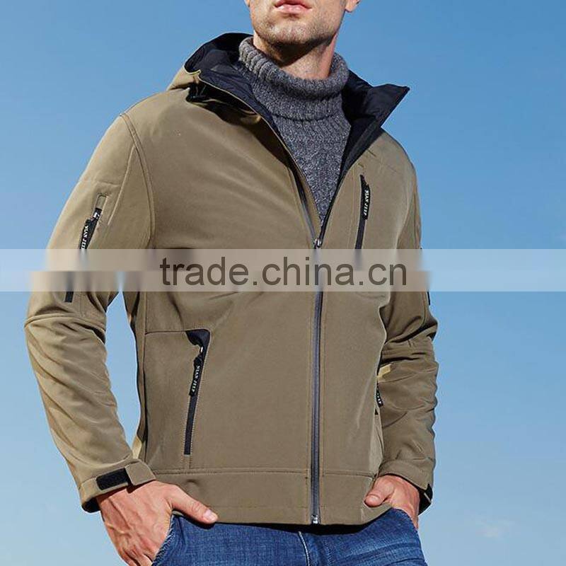 Black softshell jacket army green hooded business jacket