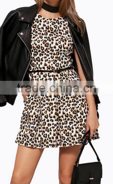 Runwaylover EY2202D Ladies 2017 Fashion Leopard Printed Mini Club Dress