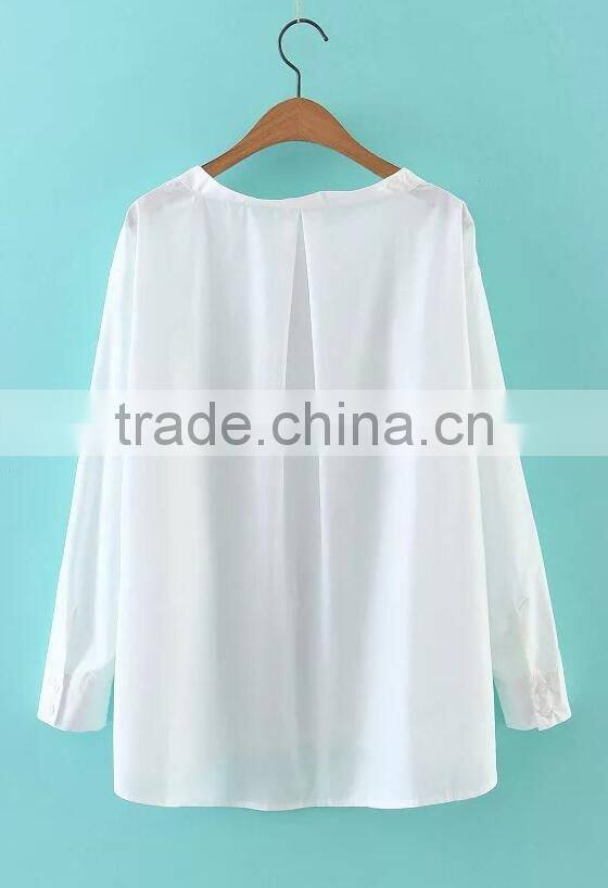 Runwaylover EY2345B Ladies Stand Collar Fashion Pure Color Blouse