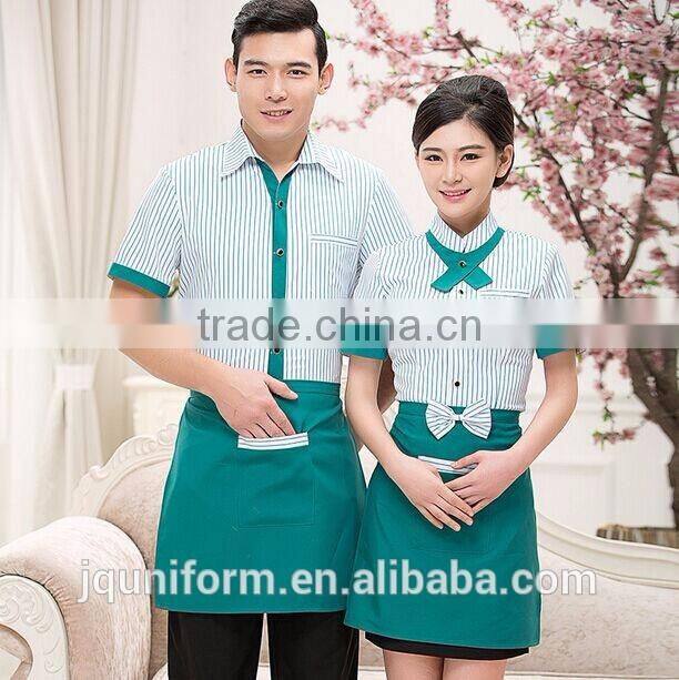 Custom summer korean style short sleeve waitress uniforms for western restaurant wholesale