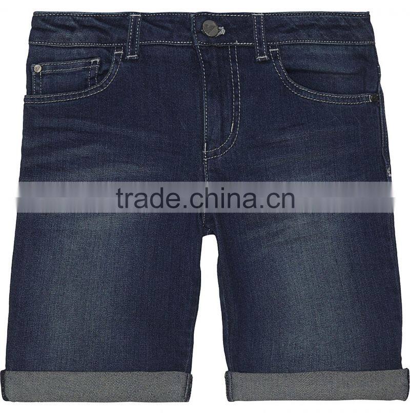 Custom Made Good Quality Dark Blue Higher Washed Denim Shorts