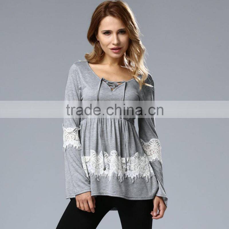 Fashion long sleeve blouse for fat women,plus size women clothing for sale 2017