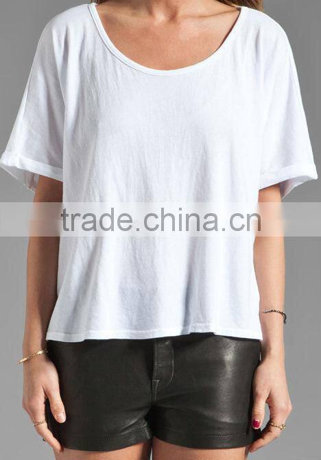 100% cotton rolled sleeve box t-shirts for girls