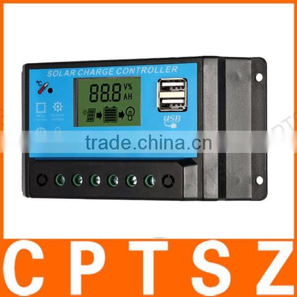 Anself 10A 12.6V LCD Solar Charge Controller PWM Charging Regulator for Solar Panel Lithium Battery Lamp Overload Protection