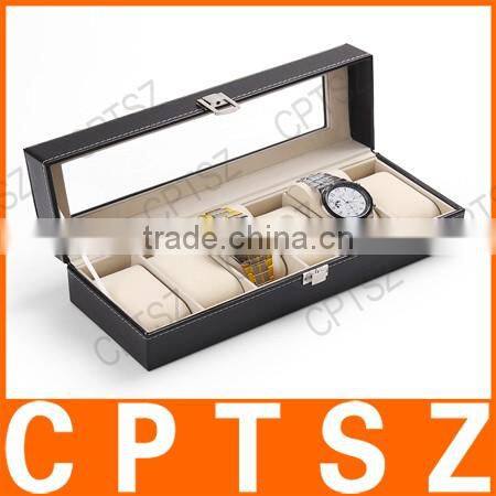 Beautifully six windows standard edition leather watch display box storage box watch box watch