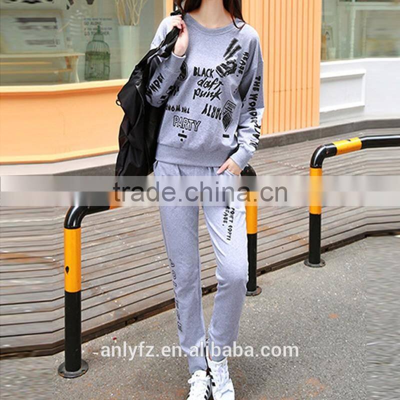 China cheap tracksuit anly wholesale sports clothing print loose cotton sport wear suit