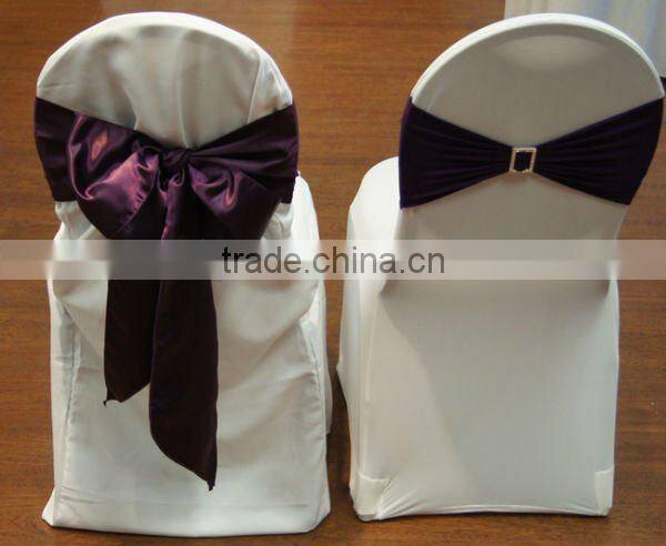 white wedding scuba chair cover with tie band