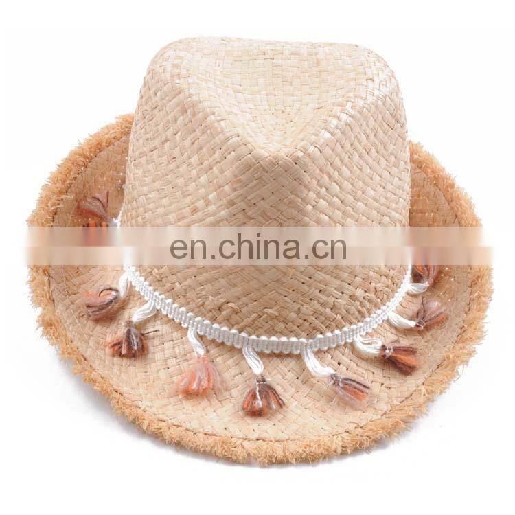 Wholesale women summer beach fedora raffia straw supreme hats