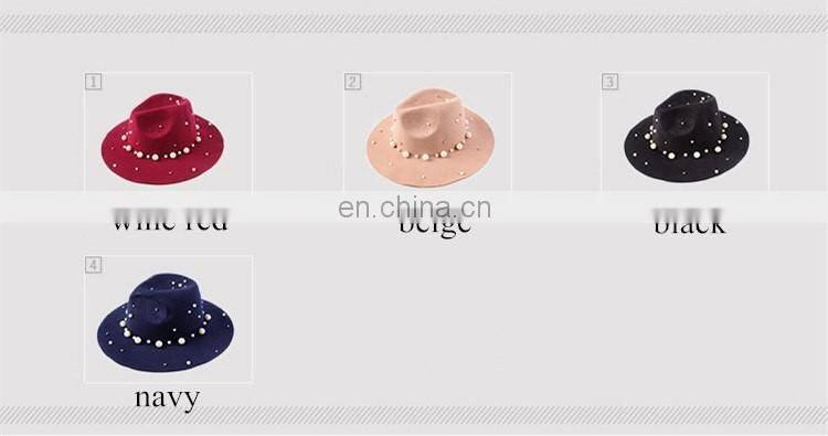 New Style Pearl High Quality Fashinal Felt Fedora Hat